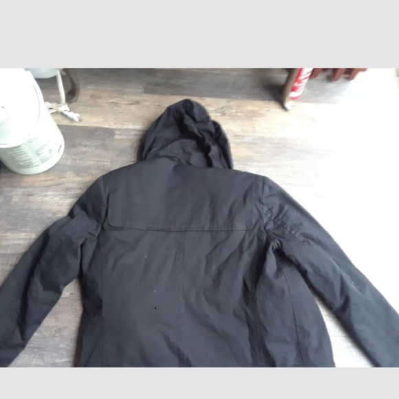 Zara Man Black Womens Trench Coat M Over Coat Rn 77302 Rope Wood Buttons B6 - Picture 2 of 5